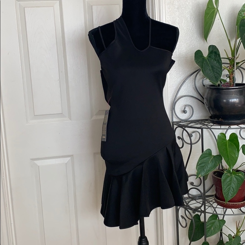 Bebe asym scuba ruffle dress